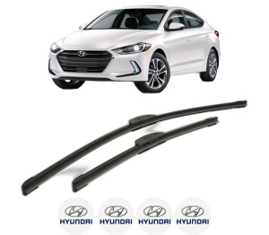 Set stergatoare HYUNDAI ELANTRA VI Saloon (AD, ADA) din 2015-2020, pentru parbriz auto, 2 bucati, Bosch Aerotwin Retrofit, din cauciuc siliconat rezistent, 4 Stickere Auto HYUNDAI v44837