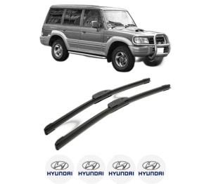 Set stergatoare HYUNDAI GALLOPER II (JK-01) din 1998, pentru parbriz auto, 2 bucati, Bosch Aerotwin Retrofit, din cauciuc siliconat rezistent, 4 Stickere Auto HYUNDAI v42107