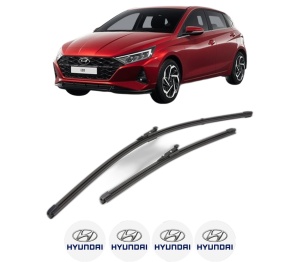 Set stergatoare HYUNDAI i20 III (BC3, BI3) din 2020-2024, pentru parbriz auto, 2 bucati, Valeo Silencio Xtrm, din cauciuc siliconat rezistent, 4 Stickere Auto HYUNDAI v39282