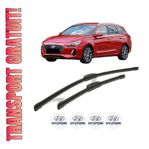 Set stergatoare HYUNDAI i30 Estate (PDE) din 2017-2020, pentru parbriz auto, 2 bucati, Bosch Aerotwin Retrofit, din cauciuc siliconat rezistent, 4 Stickere Auto HYUNDAI