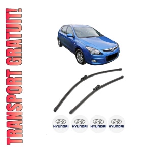 Set stergatoare HYUNDAI i30 (FD) din 2007-2011, pentru parbriz auto, 2 bucati, Valeo Silencio Xtrm, din cauciuc siliconat rezistent, 4 Stickere Auto HYUNDAI