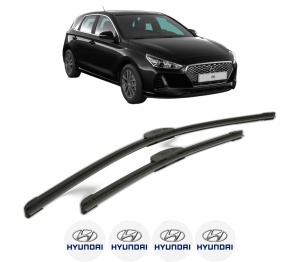 Set stergatoare HYUNDAI i30 (PDE, PD, PDEN) din 2016-2021, pentru parbriz auto, 2 bucati, Bosch Aerotwin Retrofit, din cauciuc siliconat rezistent, 4 Stickere Auto HYUNDAI v44777