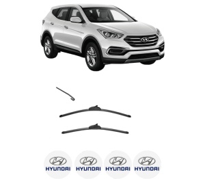 Set stergatoare HYUNDAI SANTA FE IV (TM, TMA) din 2018-2022, pentru parbriz auto, 2 bucati, Valeo Silencio, din cauciuc siliconat rezistent, 4 Stickere Auto HYUNDAI v34542