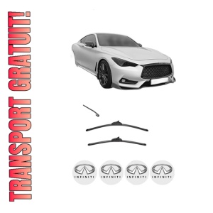 Set stergatoare INFINITI Q60 Coupe din 2013-2016, pentru parbriz auto, 2 bucati, Valeo Silencio, din cauciuc siliconat rezistent, 4 Stickere Auto INFINITI