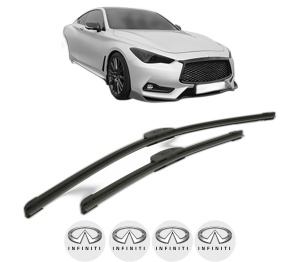 Set stergatoare INFINITI Q60 Coupe din 2013-2016, pentru parbriz auto, 2 bucati, Bosch Aerotwin Retrofit, din cauciuc siliconat rezistent, 4 Stickere Auto INFINITI v44707