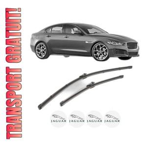 Set stergatoare JAGUAR XE (X760) din 2015-2022, pentru parbriz auto, 2 bucati, Valeo Silencio, din cauciuc siliconat rezistent, 4 Stickere Auto JAGUAR