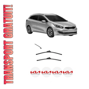 Set stergatoare KIA CEED Sportswagon (CD) din 2018-2022, pentru parbriz auto, 2 bucati, Valeo Silencio, din cauciuc siliconat rezistent, 4 Stickere Auto KIA