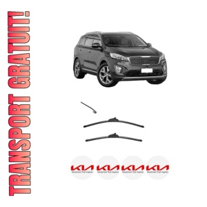 Set stergatoare KIA SORENTO III (UM) din 2015-2020, pentru parbriz auto, 2 bucati, Valeo Silencio, din cauciuc siliconat rezistent, 4 Stickere Auto KIA