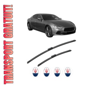 Set stergatoare MASERATI GHIBLI III (M157) din 2013-2017, pentru parbriz auto, 2 bucati, Bosch Aerotwin, din cauciuc siliconat rezistent, 4 Stickere Auto MASERATI