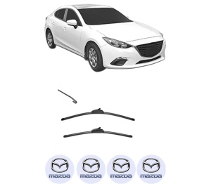 Set stergatoare MAZDA 3 Saloon (BP_) din 2018-2021, pentru parbriz auto, 2 bucati, Valeo Silencio, din cauciuc siliconat rezistent, 4 Stickere Auto MAZDA v34302
