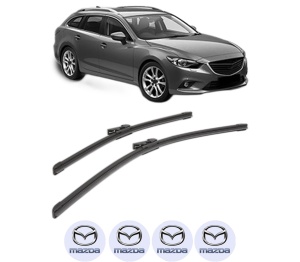 Set stergatoare MAZDA 6 Estate (GJ, GL) din 2012-2020, pentru parbriz auto, 2 bucati, Bosch Aerotwin, din cauciuc siliconat rezistent, 4 Stickere Auto MAZDA v49647