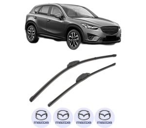 Set stergatoare MAZDA CX-5 (KE, GH) din 2011-2017, pentru parbriz auto, 2 bucati, Valeo Silencio Xtrm, din cauciuc siliconat rezistent, 4 Stickere Auto MAZDA v36582