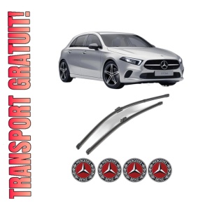 Set stergatoare MERCEDES-BENZ A-CLASS (W177) din 2018-2022, pentru parbriz auto, 2 bucati, Valeo Silencio, din cauciuc siliconat rezistent, 4 Stickere Auto MERCEDES-BENZ
