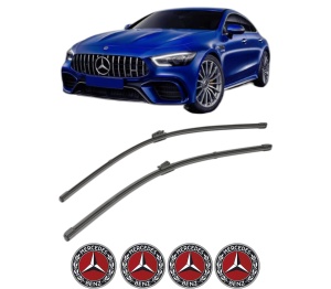 Set stergatoare MERCEDES-BENZ AMG GT (X290) din 2018-2022, pentru parbriz auto, 2 bucati, Valeo Silencio, din cauciuc siliconat rezistent, 4 Stickere Auto MERCEDES-BENZ v37062