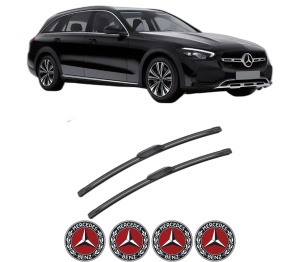 Set stergatoare MERCEDES-BENZ C-CLASS All-Terrain (S206) din 2021-2023, pentru parbriz auto, 2 bucati, Bosch Aerotwin, din cauciuc siliconat rezistent, 4 Stickere Auto MERCEDES-BENZ v50732