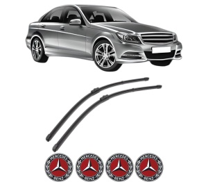 Set stergatoare MERCEDES-BENZ C-CLASS Coupe (C204) din 2011-2013, pentru parbriz auto, 2 bucati, Valeo Silencio Xtrm, din cauciuc siliconat rezistent, 4 Stickere Auto MERCEDES-BENZ v40062
