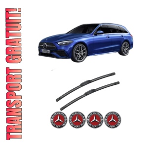 Set stergatoare MERCEDES-BENZ C-CLASS T-MODEL (S206) din 2021-2023, pentru parbriz auto, 2 bucati, Bosch Aerotwin, din cauciuc siliconat rezistent, 4 Stickere Auto MERCEDES-BENZ