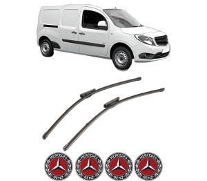 Set stergatoare MERCEDES-BENZ CITAN Box Body/MPV (W415) din 2012-2021, pentru parbriz auto, 2 bucati, Valeo Silencio Xtrm, din cauciuc siliconat rezistent, 4 Stickere Auto MERCEDES-BENZ v38502