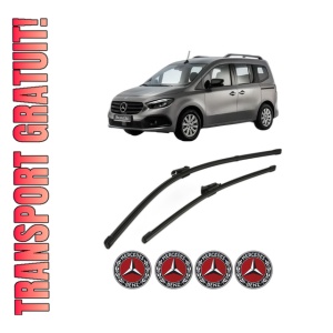 Set stergatoare MERCEDES-BENZ CITAN Box Body/MPV (W420) din 2021-2022, pentru parbriz auto, 2 bucati, Valeo Silencio, din cauciuc siliconat rezistent, 4 Stickere Auto MERCEDES-BENZ