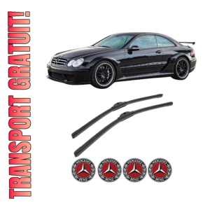 Set stergatoare MERCEDES-BENZ CLK (C209) din 2002-2009, pentru parbriz auto, 2 bucati, Bosch Aerotwin, din cauciuc siliconat rezistent, 4 Stickere Auto MERCEDES-BENZ