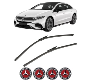 Set stergatoare MERCEDES-BENZ EQS (V297) din 2021-2023, pentru parbriz auto, 2 bucati, Bosch Aerotwin, din cauciuc siliconat rezistent, 4 Stickere Auto MERCEDES-BENZ v49042