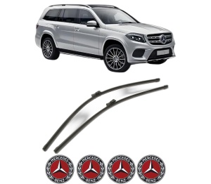Set stergatoare MERCEDES-BENZ GLS (X166) din 2015-2019, pentru parbriz auto, 2 bucati, Bosch Aerotwin, din cauciuc siliconat rezistent, 4 Stickere Auto MERCEDES-BENZ v52357