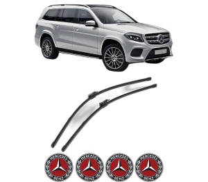 Set stergatoare MERCEDES-BENZ GLS (X166) din 2015-2019, pentru parbriz auto, 2 bucati, Valeo Silencio Xtrm, din cauciuc siliconat rezistent, 4 Stickere Auto MERCEDES-BENZ v35982
