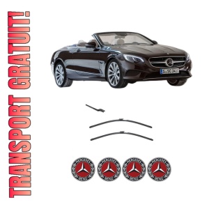 Set stergatoare MERCEDES-BENZ S-CLASS Convertible (A217) din 2015-2020, pentru parbriz auto, 2 bucati, Valeo AquaBlade, din cauciuc siliconat rezistent, 4 Stickere Auto MERCEDES-BENZ