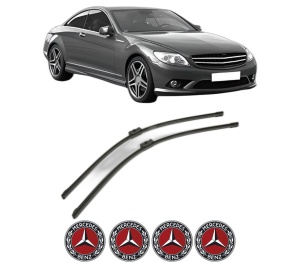 Set stergatoare MERCEDES-BENZ S-CLASS Coupe (C216) din 2006-2013, pentru parbriz auto, 2 bucati, Bosch Aerotwin, din cauciuc siliconat rezistent, 4 Stickere Auto MERCEDES-BENZ v43427
