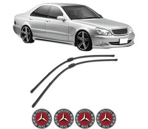 Set stergatoare MERCEDES-BENZ S-CLASS (W220, V220) din 1998-2005, pentru parbriz auto, 2 bucati, Valeo Silencio Xtrm, din cauciuc siliconat rezistent, 4 Stickere Auto MERCEDES-BENZ v40422