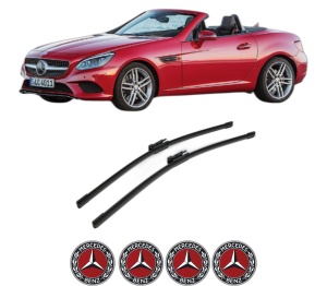 Set stergatoare MERCEDES-BENZ SLC (R172) din 2016-2018, pentru parbriz auto, 2 bucati, Bosch Aerotwin, din cauciuc siliconat rezistent, 4 Stickere Auto MERCEDES-BENZ v43067