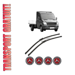 Set stergatoare MERCEDES-BENZ SPRINTER 4,6-t Platform/Chassis (B906) din 2006-2018, pentru parbriz auto, 2 bucati, Valeo Silencio Xtrm, din cauciuc siliconat rezistent, 4 Stickere Auto MERCEDES-BENZ