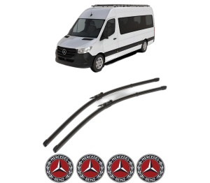 Set stergatoare MERCEDES-BENZ SPRINTER 5-t Bus (B906) din 2009-2018, pentru parbriz auto, 2 bucati, Valeo Silencio Xtrm, din cauciuc siliconat rezistent, 4 Stickere Auto MERCEDES-BENZ v39882