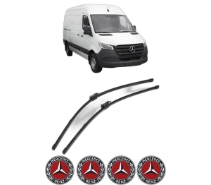 Set stergatoare MERCEDES-BENZ SPRINTER 5-t Van (B907) din 2018-2021, pentru parbriz auto, 2 bucati, Valeo Silencio Xtrm, din cauciuc siliconat rezistent, 4 Stickere Auto MERCEDES-BENZ v35922