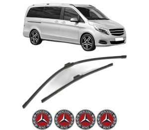 Set stergatoare MERCEDES-BENZ V-CLASS (W447) din 2014-2021, pentru parbriz auto, 2 bucati, Bosch Aerotwin, din cauciuc siliconat rezistent, 4 Stickere Auto MERCEDES-BENZ v50072