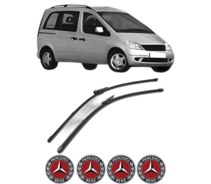 Set stergatoare MERCEDES-BENZ VANEO (414) din 2002-2005, pentru parbriz auto, 2 bucati, Valeo Silencio Xtrm, din cauciuc siliconat rezistent, 4 Stickere Auto MERCEDES-BENZ v40242