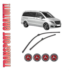 Set stergatoare MERCEDES-BENZ VITO Mixto (Double Cabin) (W447) din 2014-2021, pentru parbriz auto, 2 bucati, Valeo Silencio Xtrm, din cauciuc siliconat rezistent, 4 Stickere Auto MERCEDES-BENZ