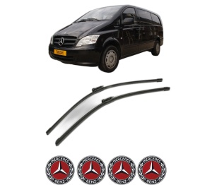 Set stergatoare MERCEDES-BENZ VITO / MIXTO Van (W639) din 2003-2012, pentru parbriz auto, 2 bucati, Bosch Aerotwin, din cauciuc siliconat rezistent, 4 Stickere Auto MERCEDES-BENZ v56097