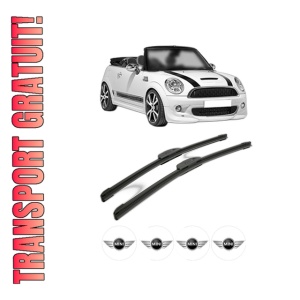 Set stergatoare MINI MINI Convertible (R57) din 2007-2015, pentru parbriz auto, 2 bucati, Bosch Aerotwin Retrofit, din cauciuc siliconat rezistent, 4 Stickere Auto MINI
