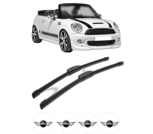 Set stergatoare MINI MINI Convertible (R57) din 2007-2015, pentru parbriz auto, 2 bucati, Bosch Aerotwin Retrofit, din cauciuc siliconat rezistent, 4 Stickere Auto MINI v41927