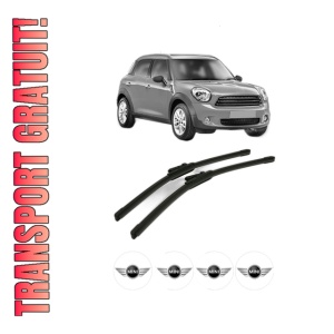 Set stergatoare MINI MINI COUNTRYMAN (R60) din 2010-2016, pentru parbriz auto, 2 bucati, Bosch Aerotwin, din cauciuc siliconat rezistent, 4 Stickere Auto MINI