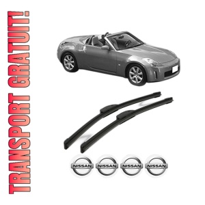 Set stergatoare NISSAN 350Z Roadster (Z33) din 2004-2005, pentru parbriz auto, 2 bucati, Bosch Aerotwin Retrofit, din cauciuc siliconat rezistent, 4 Stickere Auto NISSAN