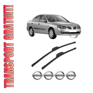 Set stergatoare NISSAN ALMERA II (N16) din 2000-2003, pentru parbriz auto, 2 bucati, Bosch Aerotwin Retrofit, din cauciuc siliconat rezistent, 4 Stickere Auto NISSAN