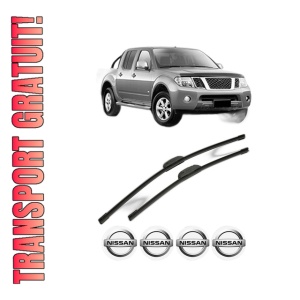 Set stergatoare NISSAN NAVARA NP300 (D40) din 2005-2016, pentru parbriz auto, 2 bucati, Bosch Aerotwin Retrofit, din cauciuc siliconat rezistent, 4 Stickere Auto NISSAN
