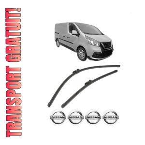 Set stergatoare NISSAN NV300 Van (X82) din 2016-2021, pentru parbriz auto, 2 bucati, Valeo Silencio Xtrm, din cauciuc siliconat rezistent, 4 Stickere Auto NISSAN