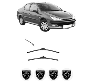 Set stergatoare PEUGEOT 206 Saloon din 2007-2008, pentru parbriz auto, 2 bucati, Valeo Silencio, din cauciuc siliconat rezistent, 4 Stickere Auto PEUGEOT v34182
