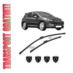 Set stergatoare PEUGEOT 207 SW (WK_) din 2007-2013, pentru parbriz auto, 2 bucati, Bosch Aerotwin, din cauciuc siliconat rezistent, 4 Stickere Auto PEUGEOT