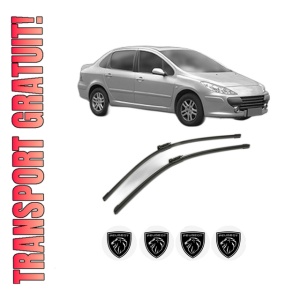 Set stergatoare PEUGEOT 307 Saloon din 2006-2012, pentru parbriz auto, 2 bucati, Bosch Aerotwin, din cauciuc siliconat rezistent, 4 Stickere Auto PEUGEOT