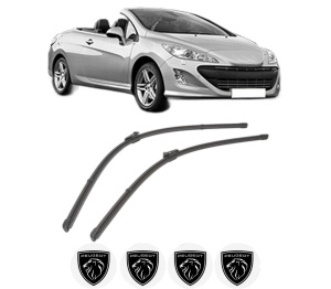 Set stergatoare PEUGEOT 308 CC (4B_) din 2009-2014, pentru parbriz auto, 2 bucati, Valeo Silencio Xtrm, din cauciuc siliconat rezistent, 4 Stickere Auto PEUGEOT v37662