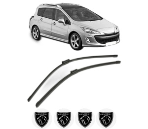 Set stergatoare PEUGEOT 308 SW I (4E_, 4H_) din 2007-2014, pentru parbriz auto, 2 bucati, Bosch Aerotwin, din cauciuc siliconat rezistent, 4 Stickere Auto PEUGEOT v55917